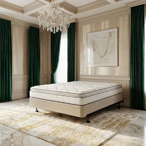 Kings Brand Furniture Queen Metal Bed Frame – Heavy Duty Support for Box Spring & Mattress Foundation with Center Rail, Locking Wheels