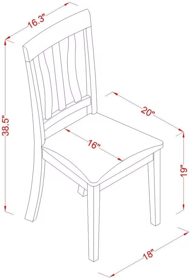 East West Furniture ANC-WHI-W Antique Dining Room Chairs - Slat Back Solid Wood Seat Chairs, Set of 2, Buttermilk & Cherry