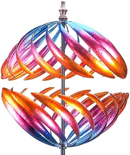 MUMTOP Wind Spinner Outdoor, Large Metal Kinetic Wind Sculptures, Blue