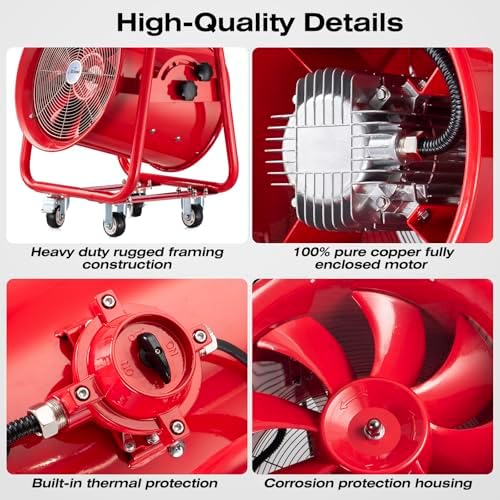 iLiving - ILG8EF12EX Explosion Proof Utility High Velocity Blower, Fume Extractor, Portable Exhaust and Ventilator Fan, Air Ventilation with 2720 CFM