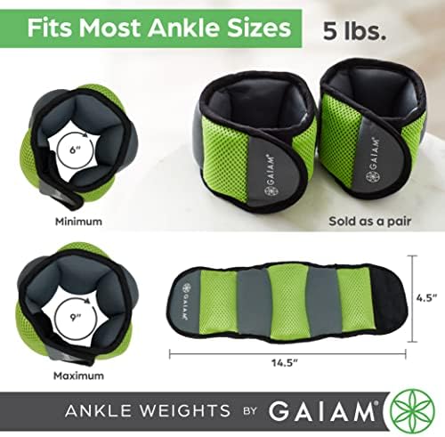 Gaiam Ankle Weights, Wearable Bracelet to Strengthen, Tone & Sculpt, Adjustable Ankle Weights for Women & Men for Yoga, Dance, Pilates, Barre, Cardio