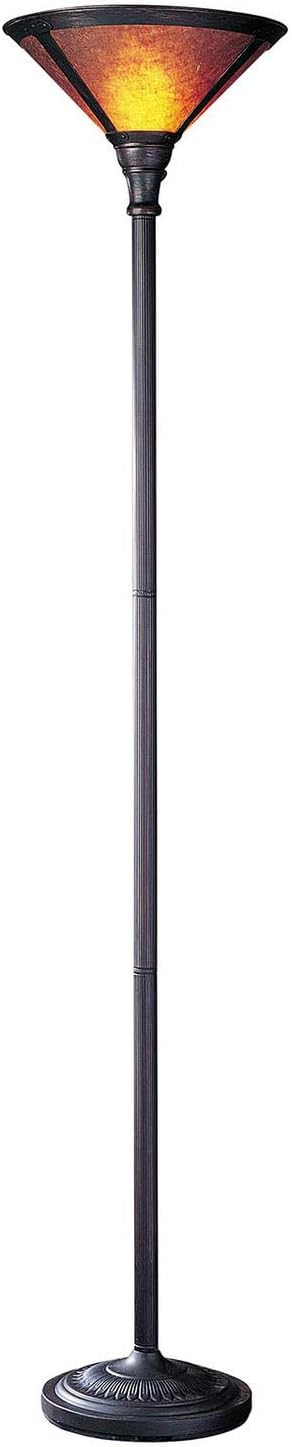Cal Lighting BO-469 Floor Lamp with Mica Glass Shades, Rust Finish Antique Bronze, 23.5x16.8x9.5