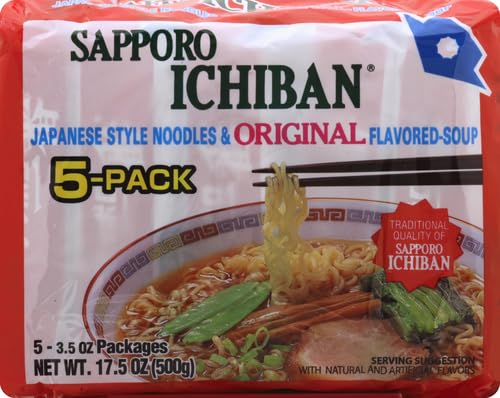 stickerless New [SAPPORO ICHIBAN] Ramen Noodles, Original Soy Sauce Flavor, No.1 Tasting Japanese Instant Noodles (3.5 Oz) (24 pouches)