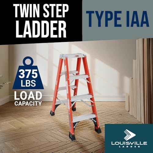 Louisville Ladder 14-Foot Fiberglass Twin Front Step Ladder, 375-Pound Load Capacity, Type IAA, FM1414HD