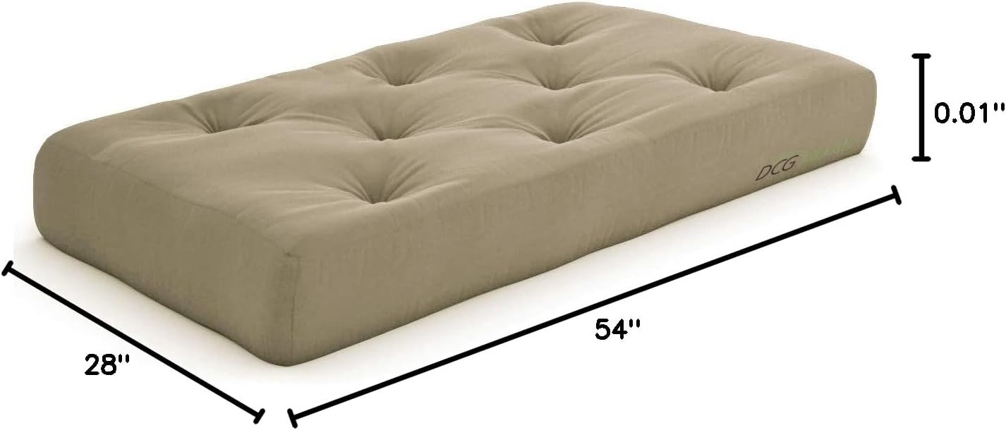 Nirvana Futons Extra Thick Premium 10-Inch Twin XL Futon Mattress, Khaki Twill - Made in USA