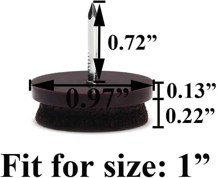 Furniture Felt Pads Nail-on Heavy Duty Felt Pad Chair Sliders Round Chair Leg Floor Protectors 1" Furniture Leg Protector 24 Pack