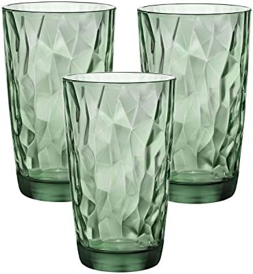 Bormioli Rocco Diamond Cooler Glasses, Ocean Blue, 16 oz, Set of 6