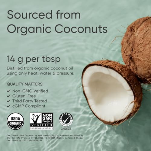 Sports Research® Organic Coconut MCT Oil 32oz, Unflavored | Brain & Body Fuel | Great in Keto Coffee & Protein Shakes | Vegan, Keto, Non-GMO - 63 Servings