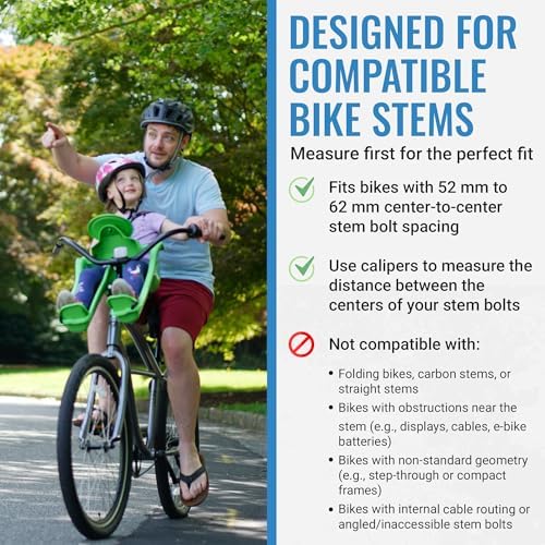 Front Mounted Child Seat with Patented Mounting for Easy and Secure Installation - Child’s Bike Seat with 3-Point Safety Harness and Adjustable