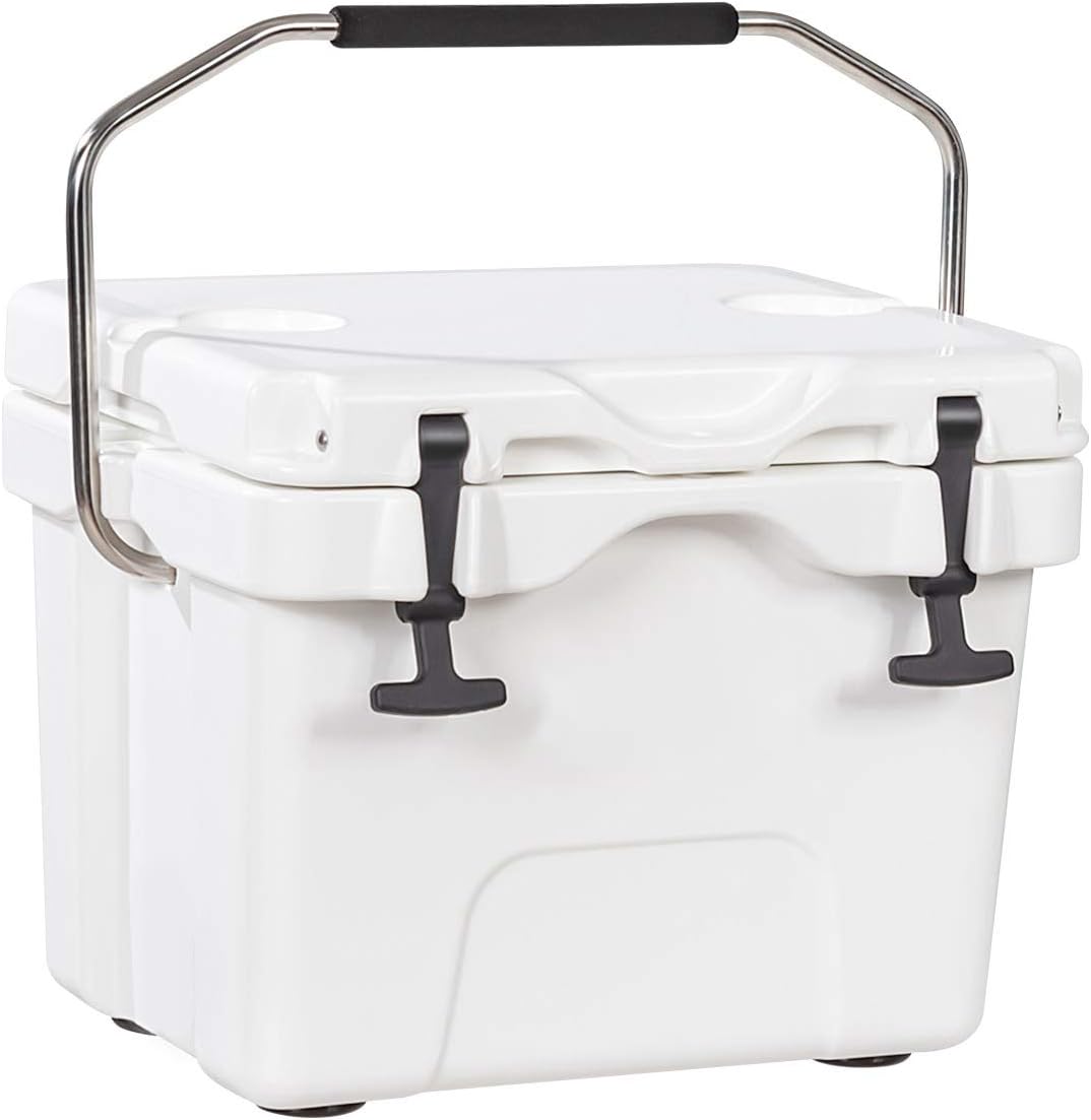 Goplus 16 Quart Cooler, 24-Can Capacity Ice Chest with 2 Cup Holders, 3-5 Days Ice Retention, Portable Insulated Ice Box for Camping