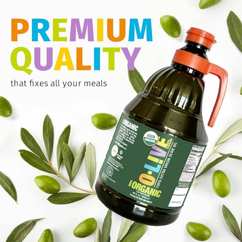 O-Live&Co. Premium USDA Organic Extra Virgin Olive Oil - First Cold Pressed EVOO - Phenolic Rich - Single Origin - Early Harvest - Versatile Oil Cooking & Dressing - 1L