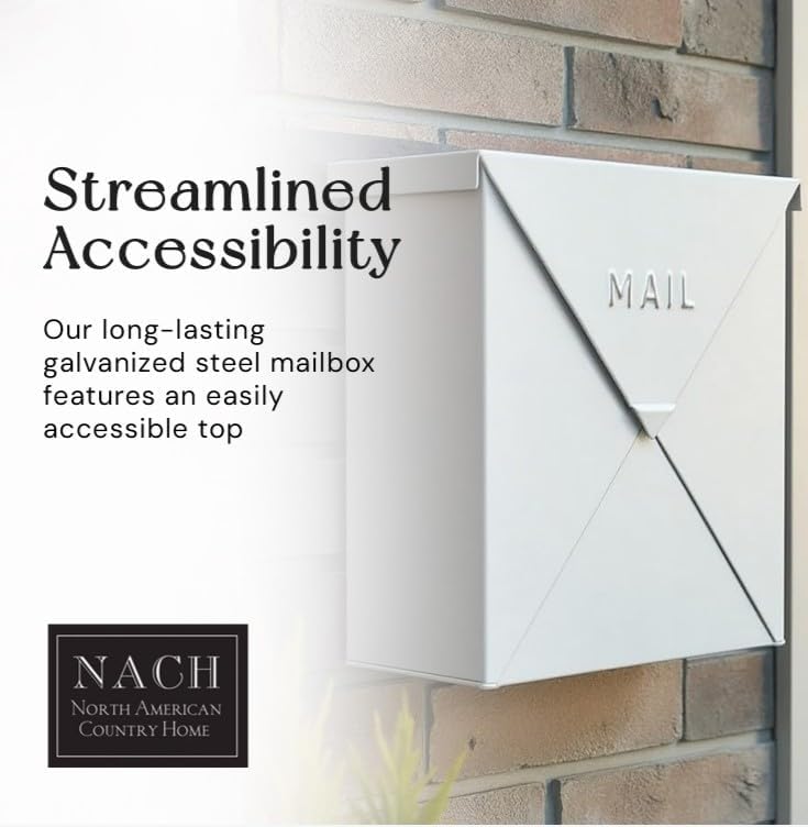 NACH Mailboxes for Outside Wall Mount, 10 x 10 x 4 inch Black Mailbox, Waterproof Mailboxes for Outside - Chicago Style Mail Box
