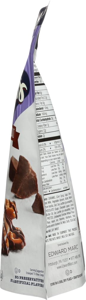 Edward Marc Snappers Sweet Caramel & Pretzels Cluster - Crunchy Pretzel Snack With Milk Chocolate For Adults And Kids - 6 oz (pack of 1)