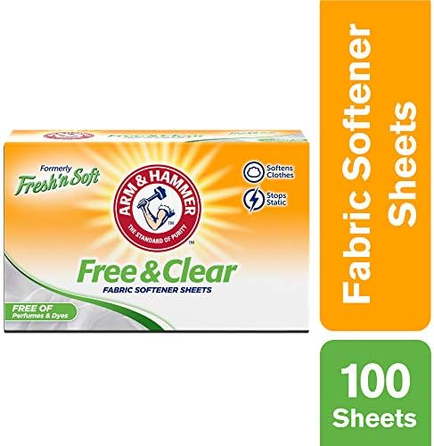 Arm & Hammer Fabric Softener Sheets, Free of Perfumes and Dyes, 100 ct