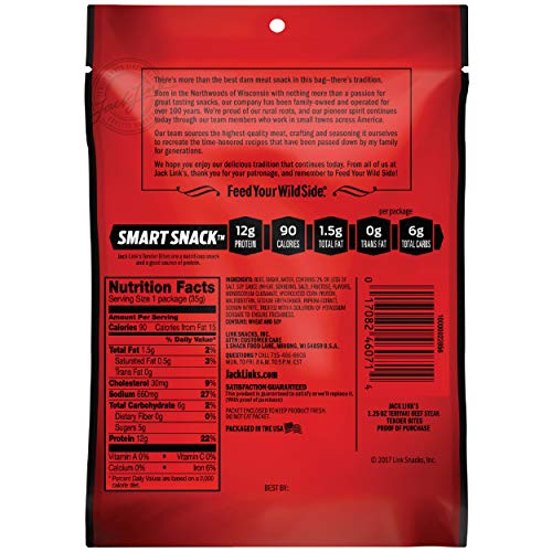 Jack Link's Premium Cuts Beef Steak Tender Bites, Teriyaki, 1.25 Ounce (Pack of 10)