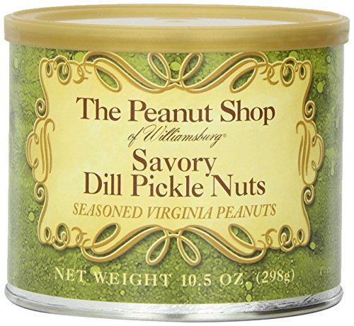 The Peanut Shop of Williamsburg Dill Pickle Flavored Peanuts, Extra Large Virginia Nuts, Gluten-Free - 9 Oz Tin