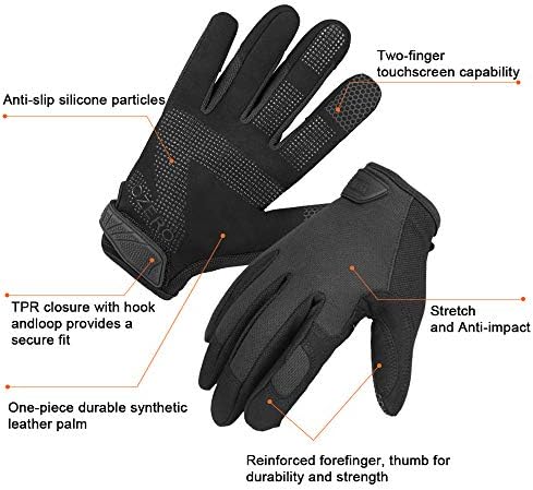 OZERO Work Gloves for Men Women, Mechanic Working Gloves Touchscreen Grip | Synthetic Leather Silicone Palm, EN388 Tested, Breathable Flex Fit, Hook-and-Loop Cuff, Utility Garden Gloves for Yardwork