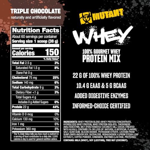 Mutant WHEY, 100% Whey Protein Powder, Triple Chocolate, 5 lb