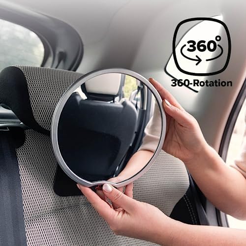 Diono Easy View Pack of 2 Baby Car Mirrors, Safety Car Seat Mirror for Rear Facing Infant, Fully Adjustable with 360 Rotation, Wide Crystal Clear View