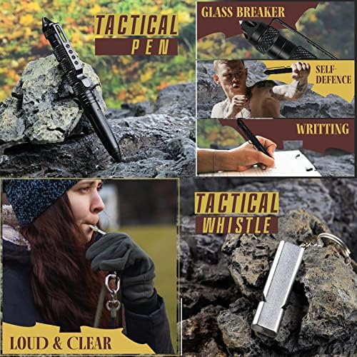 Survival Kit 14 in 1, Gifts for Men Dad Husband, Emergency Survival Gear and Equipment, Anniversary Birthday Gifts for Him Boyfriend, Hunting Fishing Camping Accessories