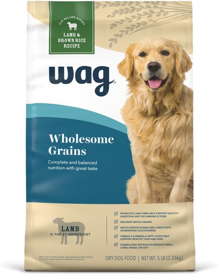 Amazon Brand - Wag Wholesome Grains Dry Dog Food with Salmon and Brown Rice, 30 lb Bag (Pack of 1)