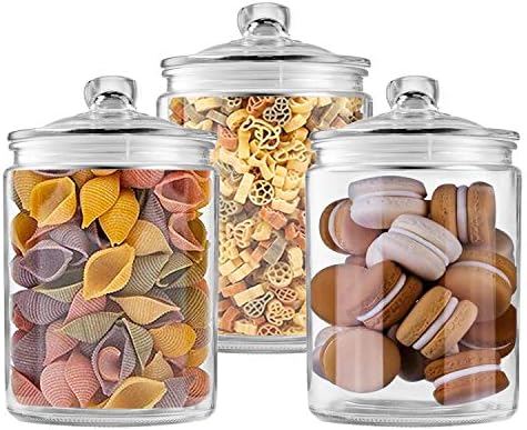 Maredash Glass Jars 64 oz,Candy Jar with Lid For Household 3 Pack