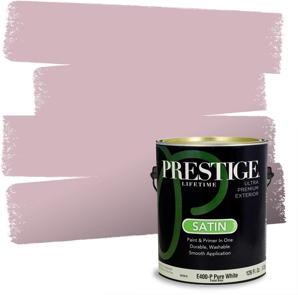PRESTIGE E500-P-SW6303 Exterior Paint and Primer in One, 1-Gallon, Semi-Gloss, Comparable Match of Sherwin Williams Rose Colored, 1 Gallon, SW17-Rose