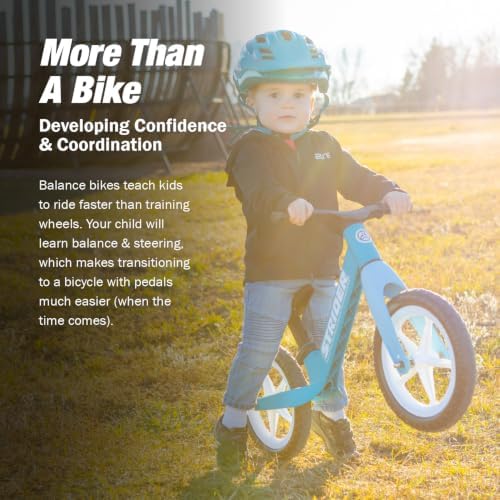 Strider 12 Comp, No Pedal Balance Bike for Kids Ages 1–3 Years | No-Pedal Composite Bike, Adjustable Seat, Lightweight Frame, Easy Assembly, Durable All-Weather Plastic, Never Flat Tires