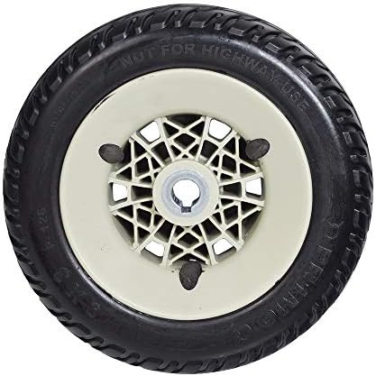 9"x3" (2.80/2.50-4) Flat-Free Drive Wheel Assembly with Silver Rim & Black Tire for Jazzy Select Elite & Pride TSS 300 - Mobility Power Chair Wheel
