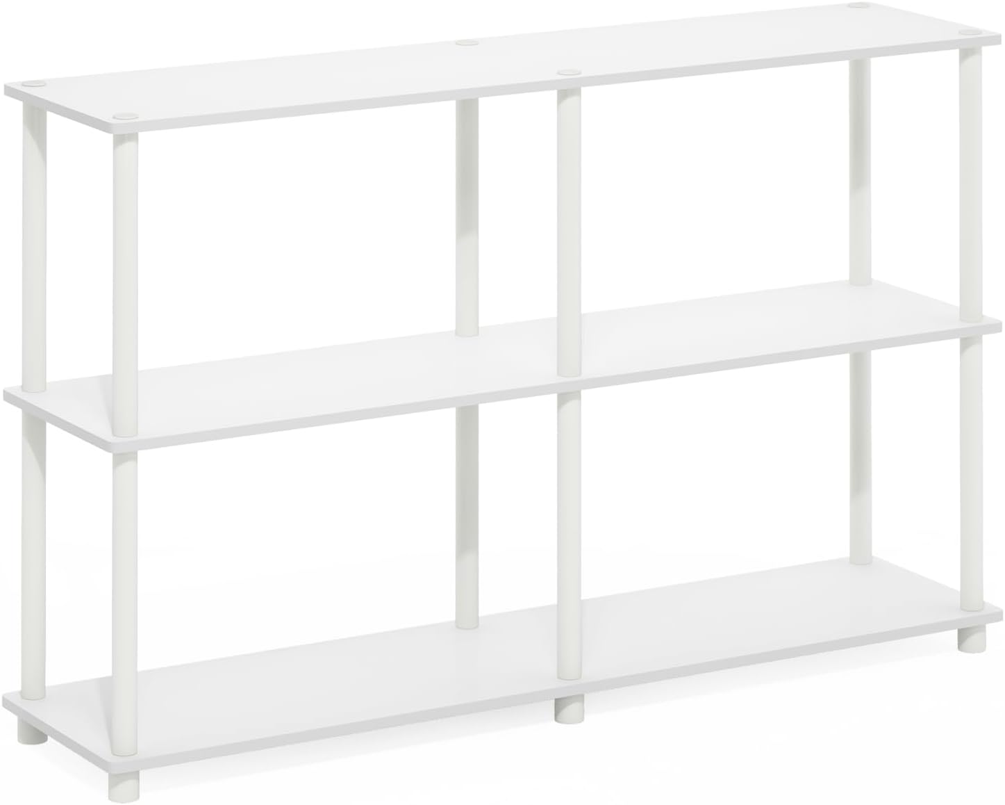 Furinno TURN-N-TUBE Storage Shelves, 3-Tier 47.4 Wide Book Shelf, Corner Shelf, Toolless Open Shelves, for Organization and Storage, Living Room, Garage, Home Office, Black