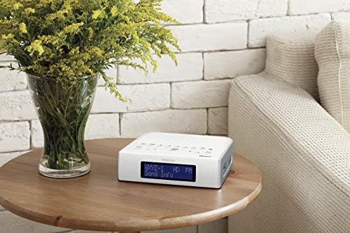 Sangean HDR-15 AM/FM Digital Tuning Clock Radio with USB Phone Charging, White