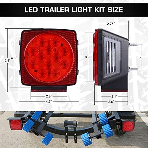 Submersible LED Trailer Light Kit, Super Bright Brake Stop Turn Tail License Lights for Camper Truck RV Boat Snowmobile Under 80" Inch