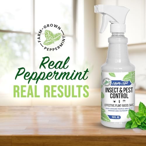 Mighty Mint Peppermint Oil Insect Repellent Spray, 16 oz | Natural Indoor & Outdoor Bug Control for Spiders, Ants, Roaches, Plant-Based, Extra-Strong Formula with Microfiber Cloth