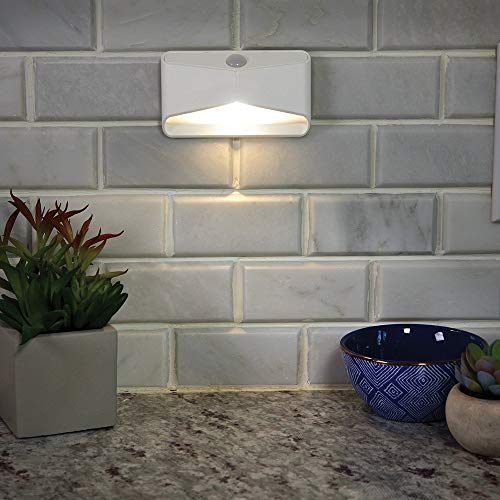 Mr. Beams MB710 LED Nightlight, Wireless, Battery-Powered, Motion-Sensing For Use In Bedroom, Stairs, Nursery, Kitchen & More, Three-Pack, White