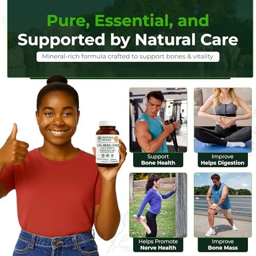 Natural Nutra Calcium Magnesium Zinc (Cal-Mag Zinc) with Vitamin D3,100 | Bone, Teeth, Muscle & Nerve Support, Gluten Free, Sugar Free