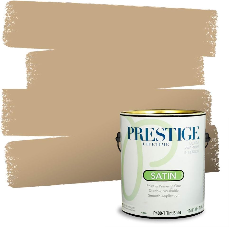 PRESTIGE Paints Exterior Paint and Primer In One, 1-Gallon, Satin, Comparable Match of Sherwin Williams* Relaxed Khaki*