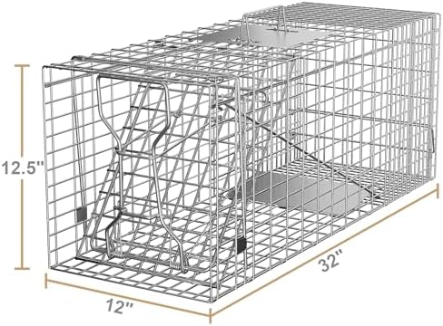 24" x 7.5" x 8" Small Live Animal Trap Steel Cage Catch and Release One Door Humane Rodent Cage Trap for Little Rabbits/Stray Cats/Squirrel/Skunk/Mink/Opossum Outdoor Animals