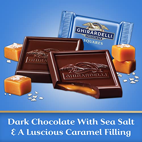 GHIRARDELLI Dark Chocolate Sea Salt Caramel Squares - 5.32 oz Bags - Pack of 6