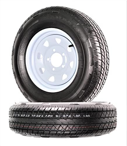 eCustomrim 2-Pack Radial Trailer Tire Rim Assembly ST175/80R13 5 Lug White | Spoke Wheel, 5 Lug on 4.5 Inch Center Bolt Pattern