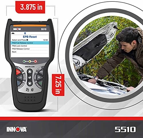 INNOVA 5510 OBD2 Scanner, Scan Tool for ABS, All System Scanner, Caliper Service, Brake Pad Life, Read/Erase ABS/SRS Codes, Reset Oil Light, Live Data