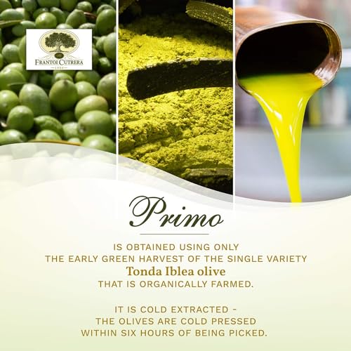 Frantoi Cutrera Primo Cold Extracted Italian Extra Virgin Olive Oil Cold Pressed, Polyphenol Rich Olive Oil, Authentic Certified DOP Sicilian EVOO Imported From Italy, 25.4 fl oz (Pack of 1)
