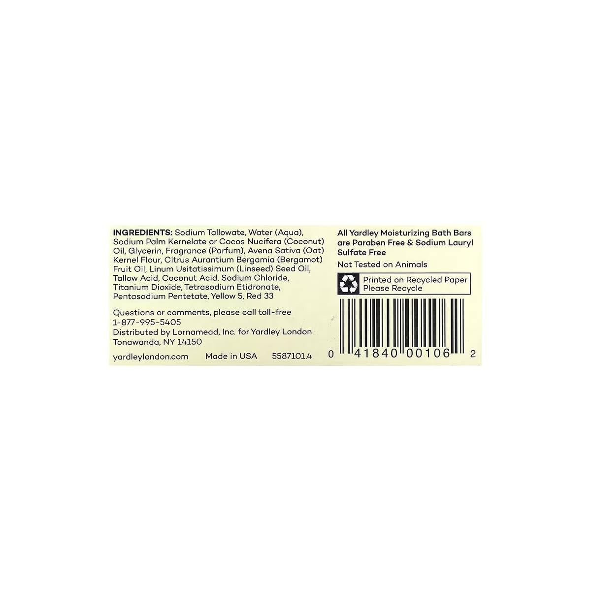 Yardley Oatmeal and Almond Bar Soap, Oatmeal & Almond, 4 Ounce