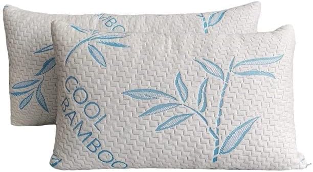 ComfySleep Queen Size 2 Pack Rayon Made from Bamboo Pillows for Sleeping, Cooling Shredded Memory Foam Adjustable Bed Pillow with