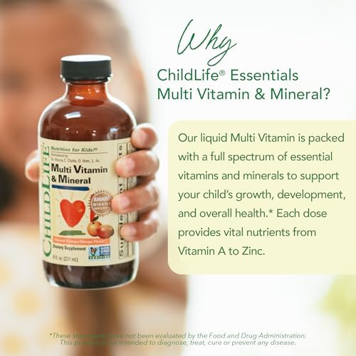 CHILDLIFE ESSENTIALS Kids Multivitamin & Mineral, Mango, 8 Fl Oz (2 Pack) | Vitamins for Kids, Liquid Multivitamin Supplement, Toddler & Baby Wellness, Natural, & Mineral