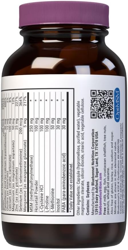 BlueBonnet Nutrition Ultimate Hair and Nail Formula, Vitamins, Minerals, Specialty Nutrients for Beauty Within, Gluten-Free, Kosher-Certified, Dairy-Free, Vegan, 90 Vegetable Capsules, 30 Servings, White | Beauty Support; Vegan, Kosher, Gluten-Free, Dair…