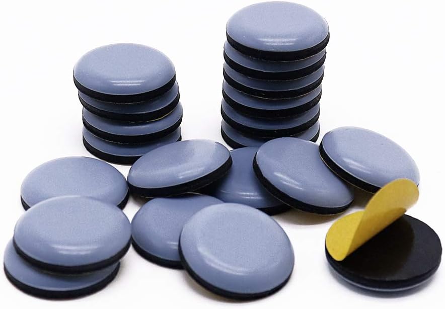 Teflon Furniture Sliders, 20pcs 1inch Square Stick Furniture Glides for Carpet Tile Hardwood (Grayish Blue)