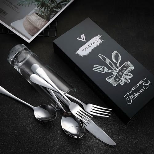 VANDBAO Rainbow Flatware Cutlery Silverware Set 20 Pieces, Stainless Steel Colorful Utensils, Tableware Set Service for 4, Include Knife/Fork/Spoon