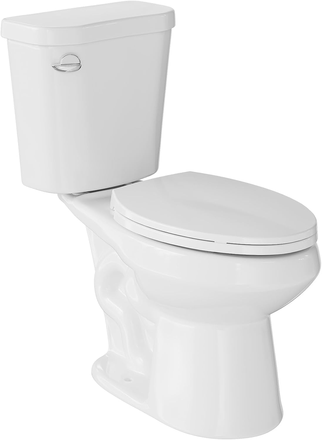 Two-Piece Toilets for Bathrooms, Comfort ADA Toilet with 19" Height, Elongated with Soft Close Seat, Power Flush 1.28 GPF
