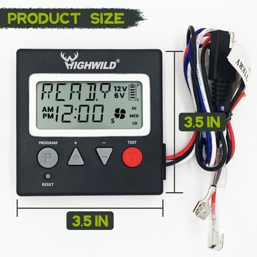 Highwild 6V/12V Universal Game Feeder Digital Timer | Up to 8 Feed Times Deer Feeder Timer with Adjustable Feed Duration, Motor Speed, LCD Display