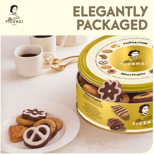 Matilde Vicenzi Minivoglie Butter Cookies Tin - Italian Pastry Assortment, Traditional Holiday Cookie Gift for Hosts, Birthdays - 500 g